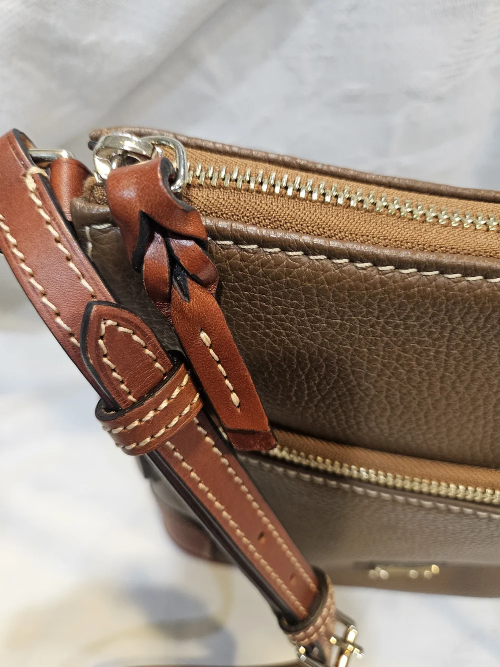 Dooney & Bourke Brown Pebble Leather Crossbody Bag